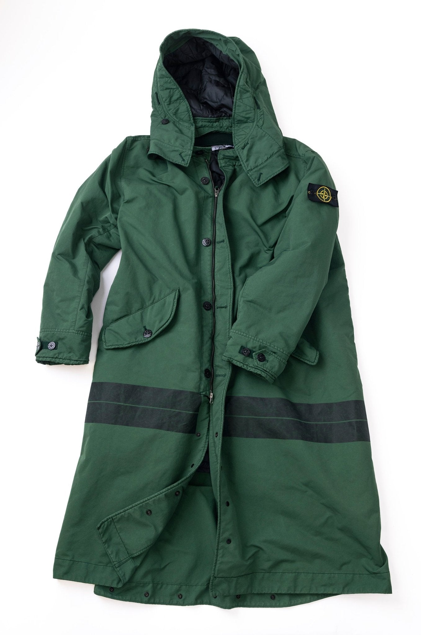 STONE ISLAND Long Trench Coat Printed Logo - supergl0rious