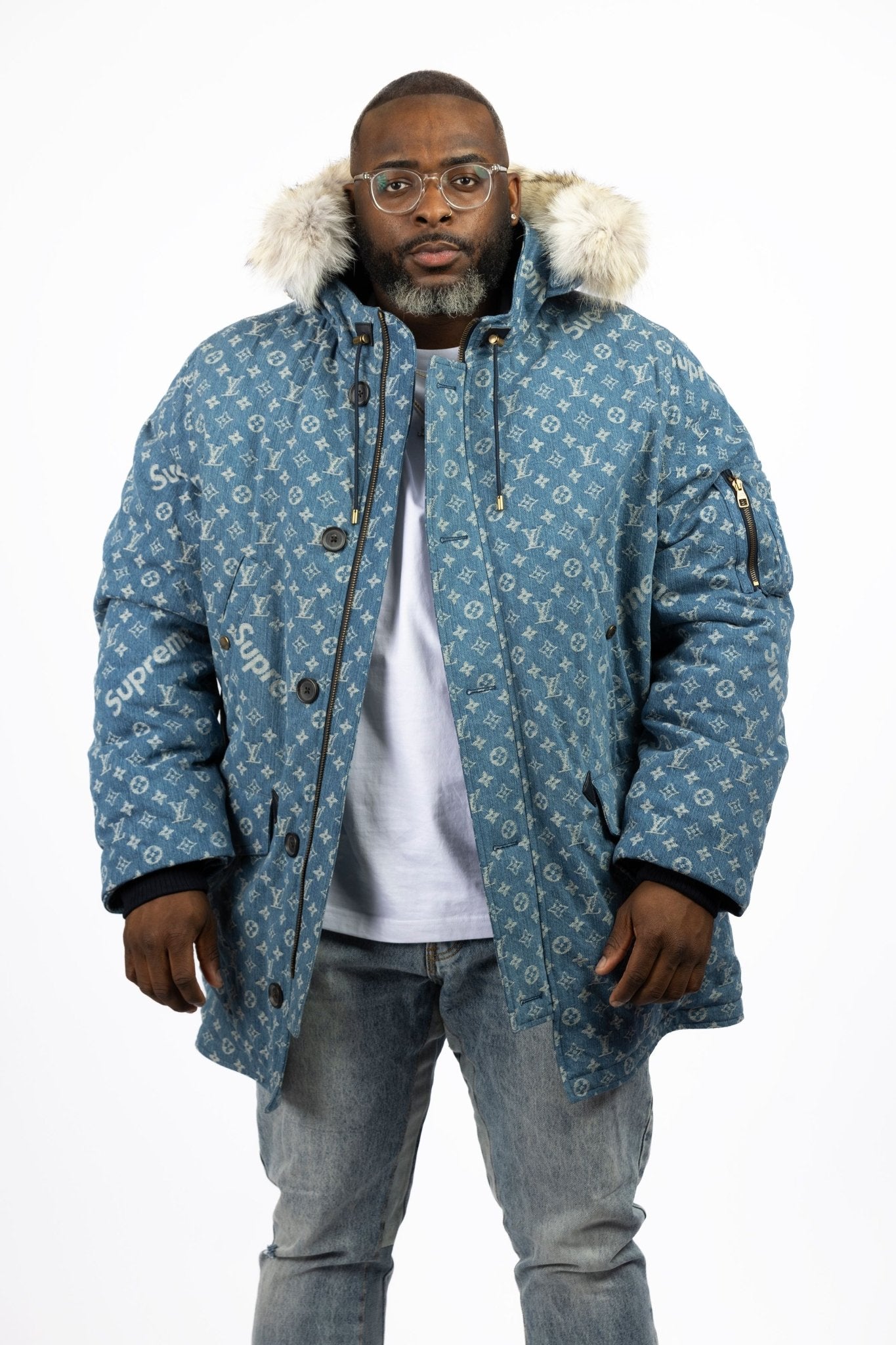 Supreme Louis Vuitton Jacquard Denim N - 3B Parka - supergl0rious