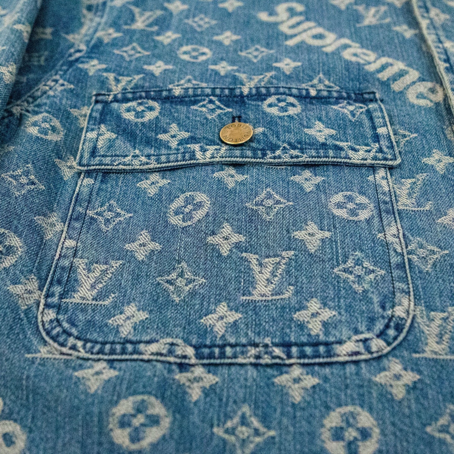 Supreme x Louis Vuitton Jacquard Denim Chore Coat - supergl0rious