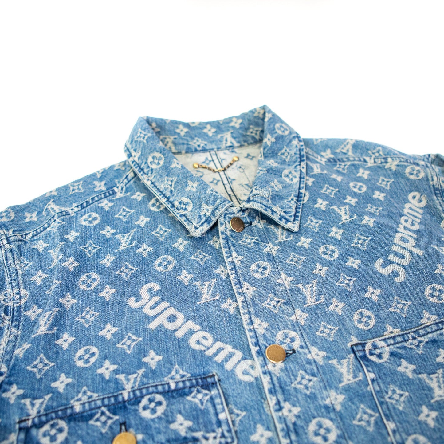 Supreme x Louis Vuitton Jacquard Denim Chore Coat - supergl0rious