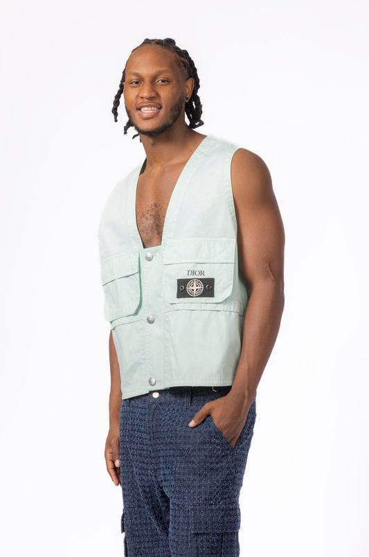 Dior x Stone Island Cotton - Blend Satin Vest – Light Green (SS24) - supergl0rious